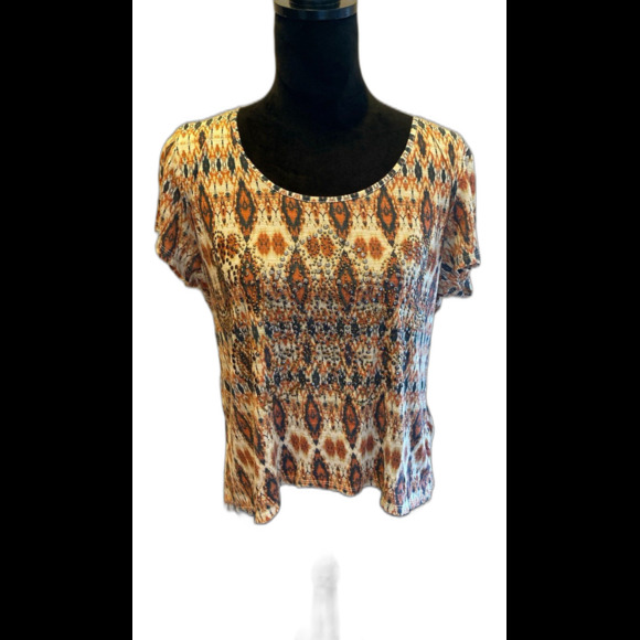 Cato Blouse Sz Large Top Distressed & Cropped w/ Silver Studs on Front Western - Picture 1 of 11